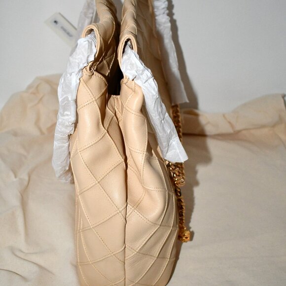 Tory Burch Fleming Chain Quilted Leather Hobo Bag in Vanilla soft serve # 162450 - Picture 6 of 7